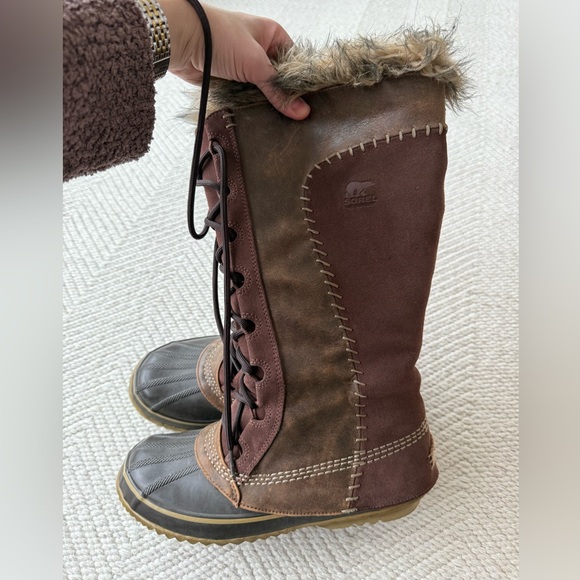 Sorel Cate the Great Tall Fur Lined Leather Suede Waterproof  Boots sz 8 - Picture 5 of 6